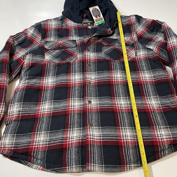 Legendary Outfitters Men’s Shirt Jacket Hood Snap Button Black Red XL New - Picture 4 of 8